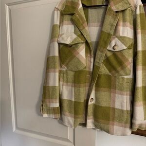 Olive Green Plaid Women's Jacket
